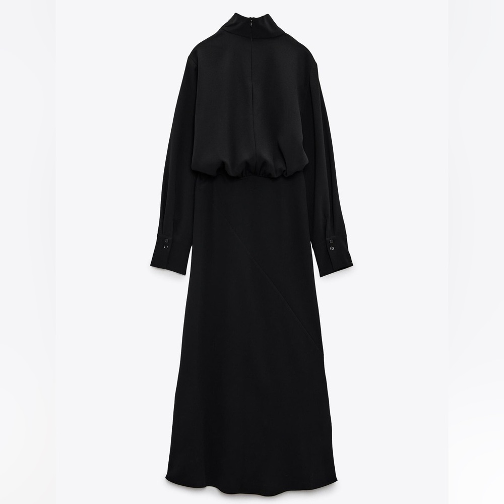 ZARA HIGH COLLAR MIDI DRESS - Picture 5 of 7